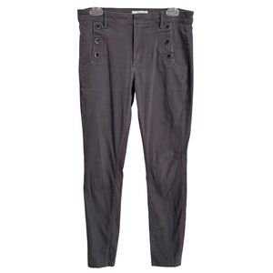 LOFT Sailor Button High Rise Skinny Dark Gray Cotton-Rayon-Elastane Pockets
